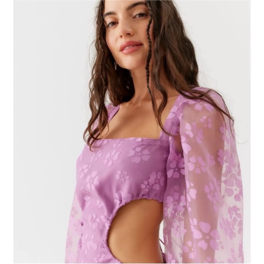 NWT Urban Outfitters Purple Floral Dress Size Medium - Picture 2 of 15